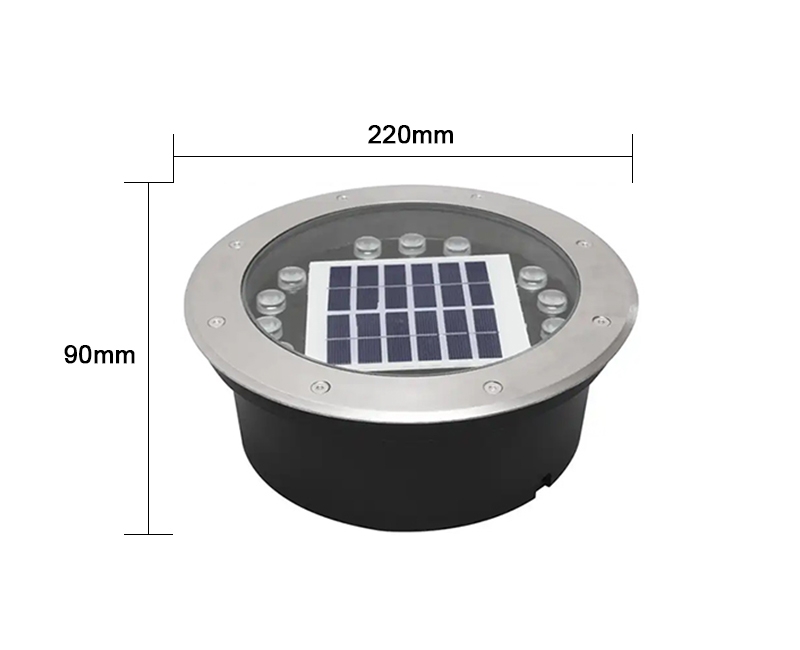 14 led solar in ground light dimension