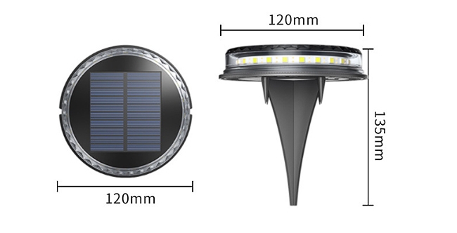 17 led solar in ground light dimension