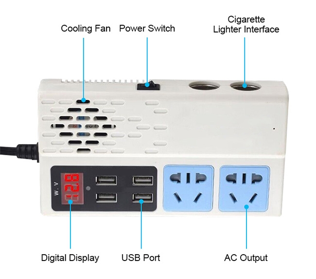 250W digital display car inverter structure