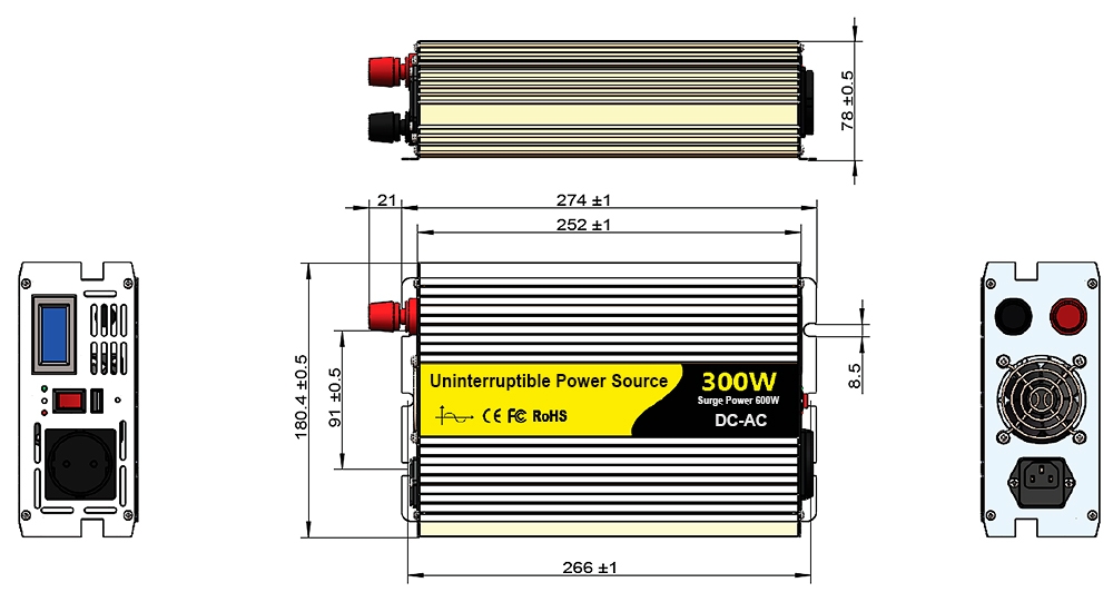 300W ups inverter dimension