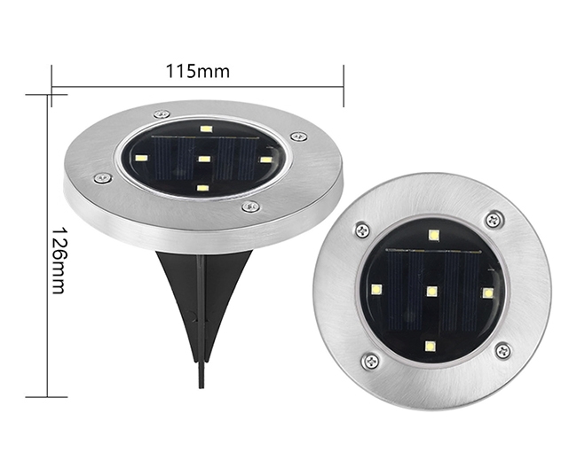 5 led solar in ground light dimension