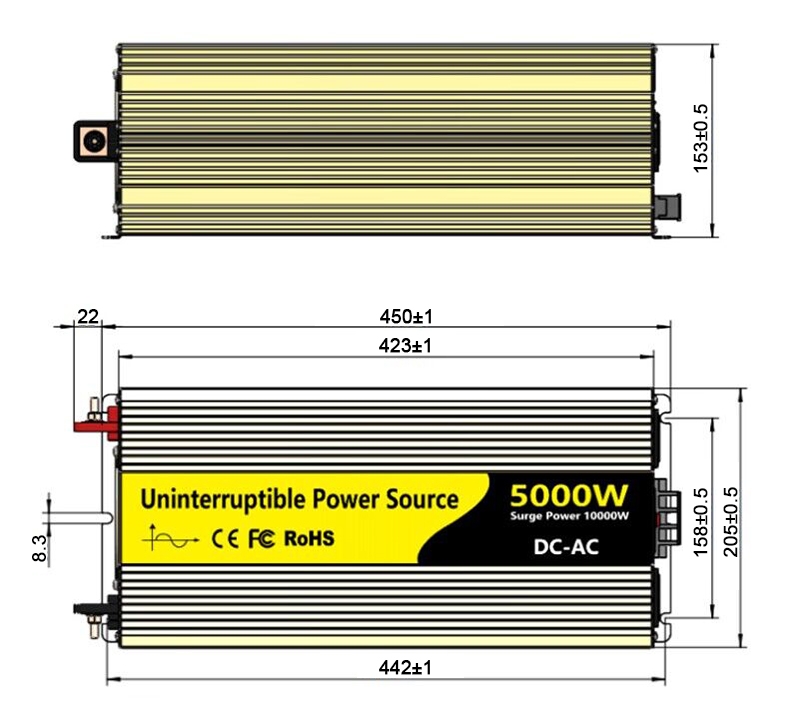 5000W pure sine wave ups inverter dimension