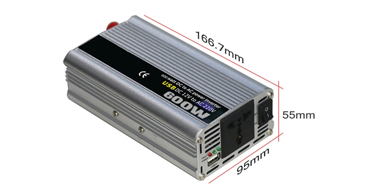 600W car power inverter dimensions