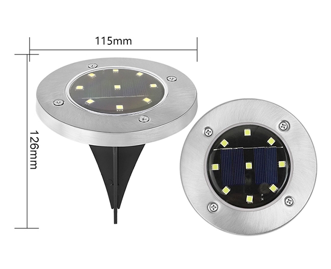 9 led solar in ground light dimension