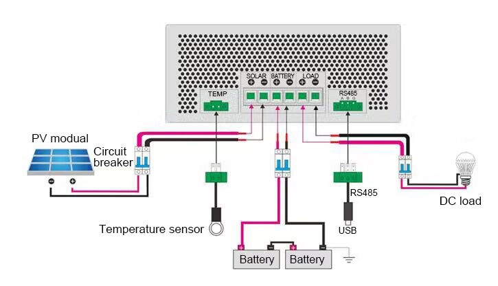 MPPT solar charge controller wiring diagram