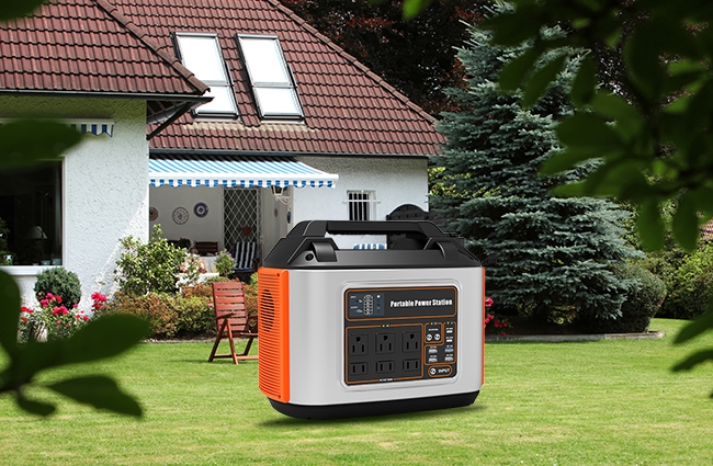 Portable solar generator in house