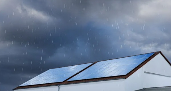 Solar panel in rainy day