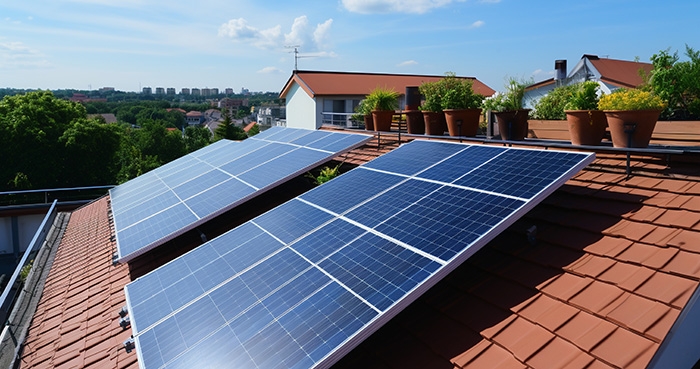 Solar panels installed on rooftops