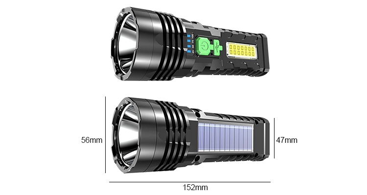 Power display solar flashlight dimensions